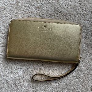 Kate spade Gold Metallic Tech Wristlet; LIKE NEW